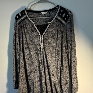 Lucky Brand Black and White Patterned Blouse